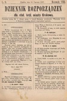 Dziennik Rozporządzeń dla Stoł. Król. Miasta Krakowa. 1887, L. 9