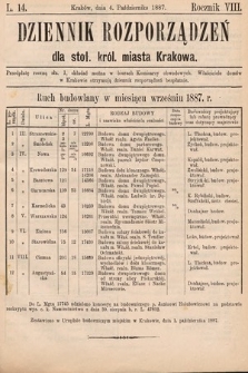 Dziennik Rozporządzeń dla Stoł. Król. Miasta Krakowa. 1887, L. 14