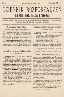 Dziennik Rozporządzeń dla Stoł. Król. Miasta Krakowa. 1906, L. 2