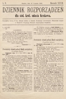 Dziennik Rozporządzeń dla Stoł. Król. Miasta Krakowa. 1906, L. 9
