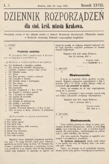 Dziennik Rozporządzeń dla Stoł. Król. Miasta Krakowa. 1907, L. 5