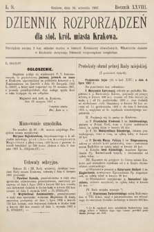 Dziennik Rozporządzeń dla Stoł. Król. Miasta Krakowa. 1907, L. 9