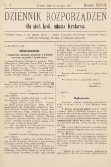 Dziennik Rozporządzeń dla Stoł. Król. Miasta Krakowa. 1907, L. 11