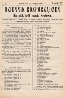 Dziennik Rozporządzeń dla Stoł. Król. Miasta Krakowa. 1888, L. 11
