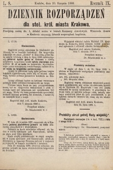 Dziennik Rozporządzeń dla Stoł. Król. Miasta Krakowa. 1888, L. 8