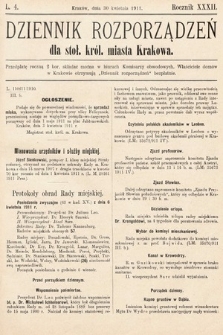 Dziennik Rozporządzeń dla Stoł. Król. Miasta Krakowa. 1911, L. 4
