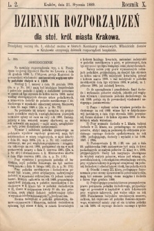 Dziennik Rozporządzeń dla Stoł. Król. Miasta Krakowa. 1889, L. 2