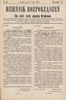 Dziennik Rozporządzeń dla Stoł. Król. Miasta Krakowa. 1889, L. 8