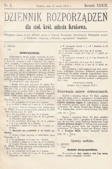 Dziennik Rozporządzeń dla Stoł. Król. Miasta Krakowa. 1912, nr 3