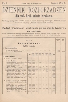 Dziennik Rozporządzeń dla Stoł. Król. Miasta Krakowa. 1912, nr 9