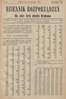 Dziennik Rozporządzeń dla Stoł. Król. Miasta Krakowa. 1890, L. 1