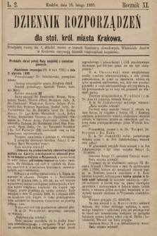 Dziennik Rozporządzeń dla Stoł. Król. Miasta Krakowa. 1890, L. 2
