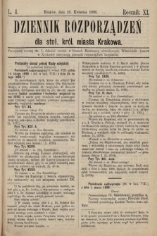 Dziennik Rozporządzeń dla Stoł. Król. Miasta Krakowa. 1890, L. 4