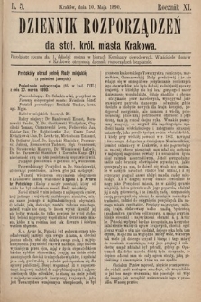 Dziennik Rozporządzeń dla Stoł. Król. Miasta Krakowa. 1890, L. 5