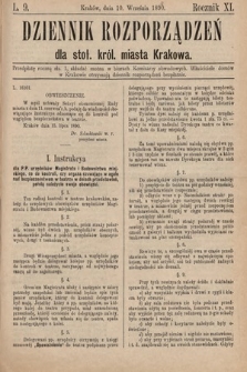 Dziennik Rozporządzeń dla Stoł. Król. Miasta Krakowa. 1890, L. 9