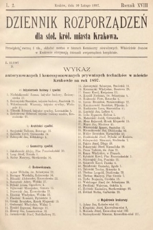 Dziennik Rozporządzeń dla Stoł. Król. Miasta Krakowa. 1897, L. 2