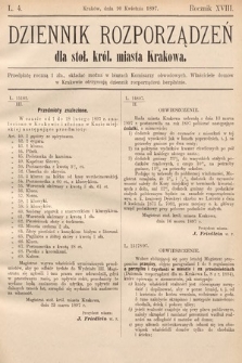 Dziennik Rozporządzeń dla Stoł. Król. Miasta Krakowa. 1897, L. 4