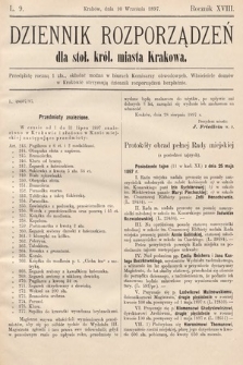 Dziennik Rozporządzeń dla Stoł. Król. Miasta Krakowa. 1897, L. 9