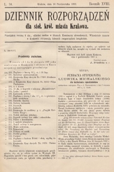 Dziennik Rozporządzeń dla Stoł. Król. Miasta Krakowa. 1897, L. 10