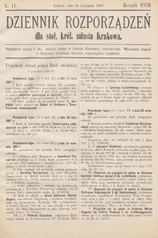 Dziennik Rozporządzeń dla Stoł. Król. Miasta Krakowa. 1897, L. 11