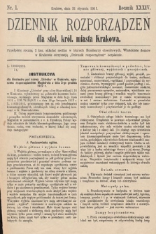 Dziennik Rozporządzeń dla Stoł. Król. Miasta Krakowa. 1913, nr 1