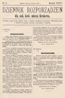 Dziennik Rozporządzeń dla Stoł. Król. Miasta Krakowa. 1913, nr 6