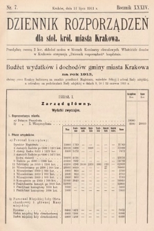 Dziennik Rozporządzeń dla Stoł. Król. Miasta Krakowa. 1913, nr 7