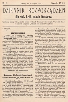Dziennik Rozporządzeń dla Stoł. Król. Miasta Krakowa. 1913, nr 8