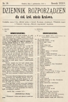 Dziennik Rozporządzeń dla Stoł. Król. Miasta Krakowa. 1913, nr 10