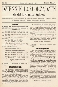 Dziennik Rozporządzeń dla Stoł. Król. Miasta Krakowa. 1913, nr 12