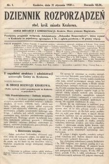 Dziennik Rozporządzeń dla Stoł. Król. Miasta Krakowa. 1928, nr 1