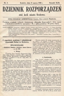 Dziennik Rozporządzeń dla Stoł. Król. Miasta Krakowa. 1928, nr 3