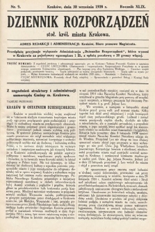 Dziennik Rozporządzeń dla Stoł. Król. Miasta Krakowa. 1928, nr 9