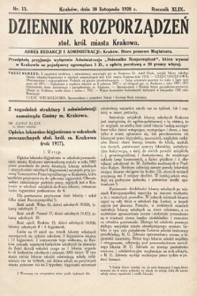 Dziennik Rozporządzeń dla Stoł. Król. Miasta Krakowa. 1928, nr 11