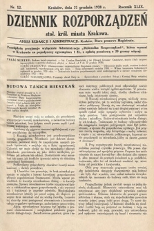 Dziennik Rozporządzeń dla Stoł. Król. Miasta Krakowa. 1928, nr 12