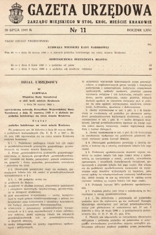 Gazeta Urzędowa Zarządu Miejskiego w Stoł. Król. Mieście Krakowie. 1949, nr 11