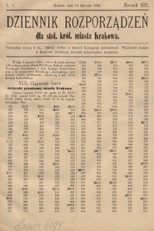 Dziennik Rozporządzeń dla Stoł. Król. Miasta Krakowa. 1898, L. 1