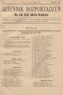 Dziennik Rozporządzeń dla Stoł. Król. Miasta Krakowa. 1898, L. 2