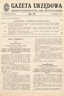 Gazeta Urzędowa Zarządu Miejskiego w Stoł. Król. Mieście Krakowie. 1949, nr 15