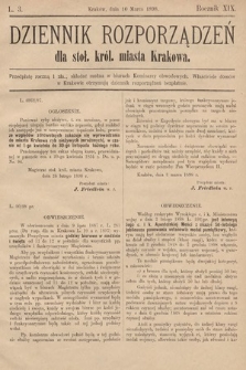 Dziennik Rozporządzeń dla Stoł. Król. Miasta Krakowa. 1898, L. 3