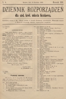 Dziennik Rozporządzeń dla Stoł. Król. Miasta Krakowa. 1898, L. 4