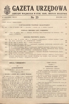 Gazeta Urzędowa Zarządu Miejskiego w Stoł. Król. Mieście Krakowie. 1949, nr 23