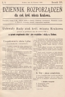 Dziennik Rozporządzeń dla Stoł. Król. Miasta Krakowa. 1898, L. 9