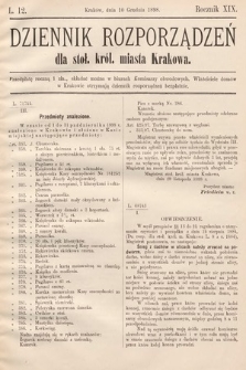 Dziennik Rozporządzeń dla Stoł. Król. Miasta Krakowa. 1898, L. 12