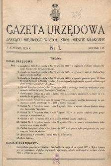 Gazeta Urzędowa Zarządu Miejskiego w Stoł. Król. Mieście Krakowie. 1935, nr 1