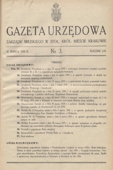 Gazeta Urzędowa Zarządu Miejskiego w Stoł. Król. Mieście Krakowie. 1935, nr 3
