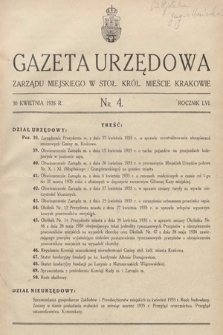 Gazeta Urzędowa Zarządu Miejskiego w Stoł. Król. Mieście Krakowie. 1935, nr 4