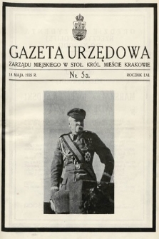 Gazeta Urzędowa Zarządu Miejskiego w Stoł. Król. Mieście Krakowie. 1935, nr 5a 