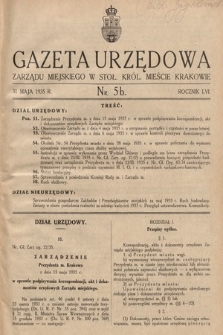 Gazeta Urzędowa Zarządu Miejskiego w Stoł. Król. Mieście Krakowie. 1935, nr 5b 