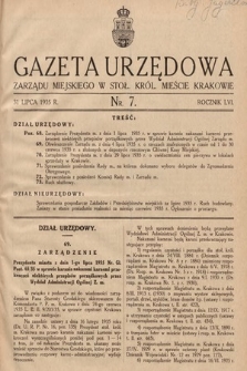 Gazeta Urzędowa Zarządu Miejskiego w Stoł. Król. Mieście Krakowie. 1935, nr 7